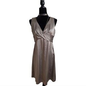 Alain Manoukian Elegant Silk Gray V-Neck Dress Womens Size 12